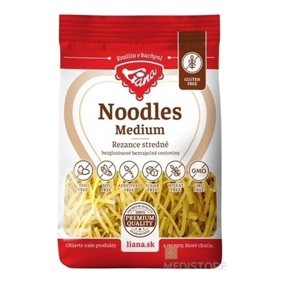 LIANA GOLIAŠ s.r.o. Liana Noodles Medium Rezance stredné cestoviny begluténové, bezvaječné 200 g