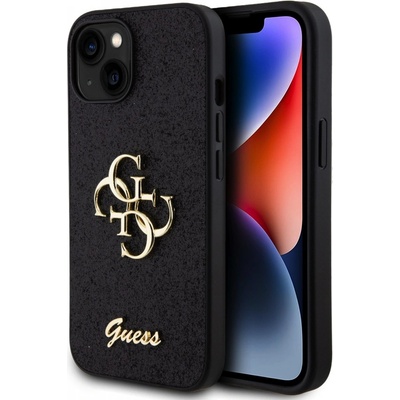 Guess Fixed Glitter 4G Metal Logo Apple iPhone 15 černé