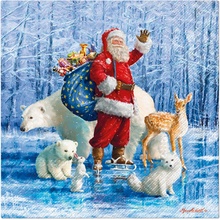PAW Obrúsky L Santa Claus With Animals 33x33cm