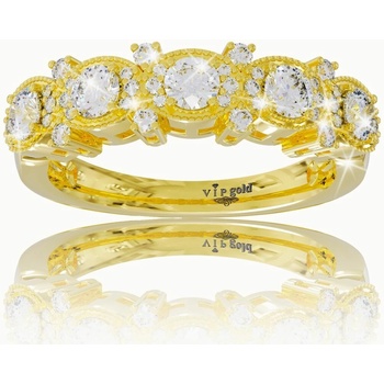 VIPgold Zlatý prsteň s bielymi zafírmi v žltom zlate R35404z S