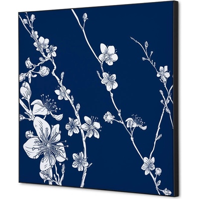 Jansen Display Textilní dekorace na zeď 40 x 40 Japonské třešňové květy Modrá, 400 x 400 mm