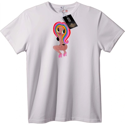 NOONEBRAND Тениска Дъгав Косъм Карикатура - 4XL, White