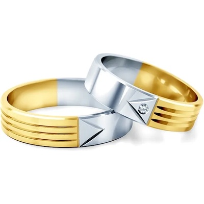 SAVICKI Сватбени халки: двуцветно злато, плоски. 5 мм