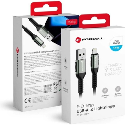 Forcell C257 USB A na Lightning 2,4A 12W Cafule 0,25m černý