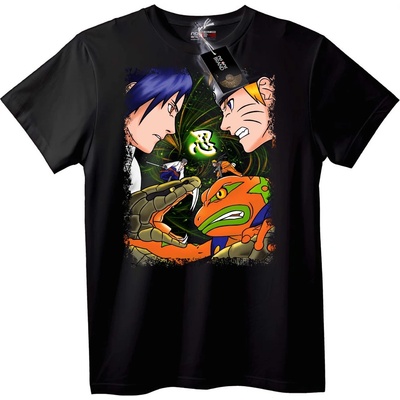 NOONEBRAND Тениска Naruto & Sasuke "Битка" - 2XL, White