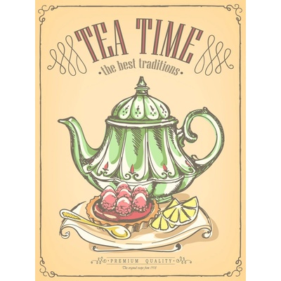 Plechová ceduľa Premium Quality - Tea Time (P059)