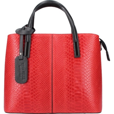 Borse in Pelle kožená dámska kabelka do ruky v kroko designu Merle červená