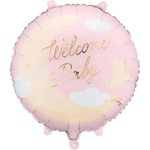 Party Deco Фолиен балон „Welcome Baby, с луна - Розов (FB350-081J)