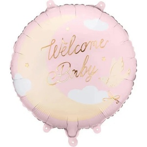 Party Deco Фолиен балон „Welcome Baby, с луна - Розов (FB350-081J)