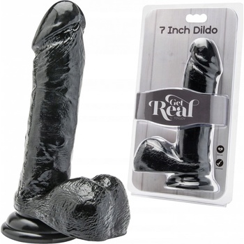 ToyJoy Get Real 7 Inch čierne dildo s prísavkou a semenníkmi 20 x 4,5 cm