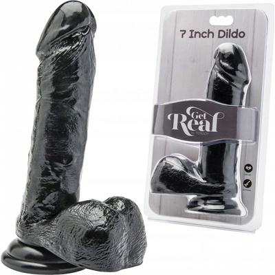 ToyJoy Get Real 7 Inch čierne dildo s prísavkou a semenníkmi 20 x 4,5 cm