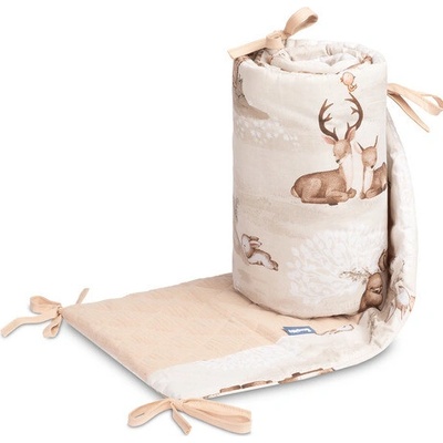 Sensillo Ochranný mantinel do postýlky Lesní zvířátka meruňková – Zboží Dáma