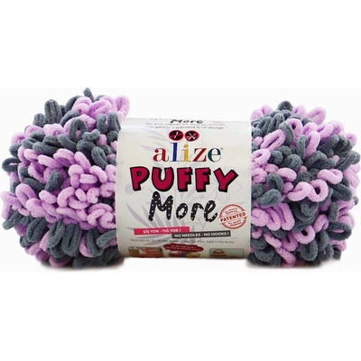 Alize příze Puffy More 6285 šedá a světle fialková