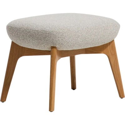 Kave Home Béžová čalouněná podnožka Adiran 51 x 40 cm s přírodní podnoží