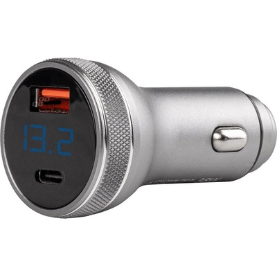 Amio USB nabíječka do auta s voltmetrem 12/24V USB-A + USB-C 38W |