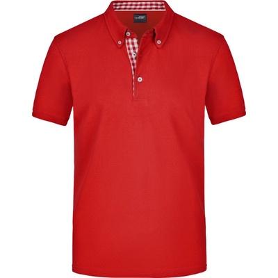 James & Nicholson polokošile JN 964 button-down krátký rukáv pánská Červená/ bílá