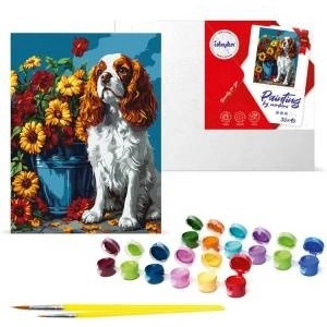 Ideyka Paint by Number Kit Spaniel and Flowers KHO6673 30x40 AP0018