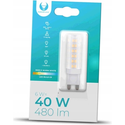 Forever Light LED žiarovka G9, 6W, 480LM, 330° Teplá biela