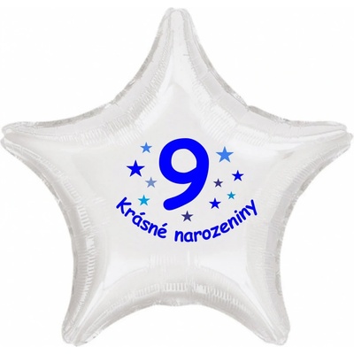Balonky.cz Krásné 9. narozeniny fóliový balónek hvězda pro kluky