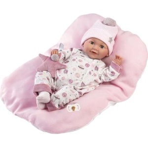 Llorens 74132 NEW BORN - мигаща реалистична бебешка кукла със звуци и мека текстилна (4-74132)