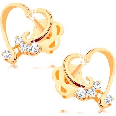 Šperky eshop briliantové ze zlata lesklá kontura srdce čiré diamanty BT503.51