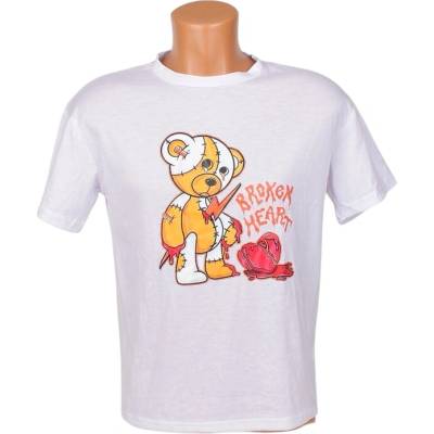 Мъжка тениска в бяло с апликация мече