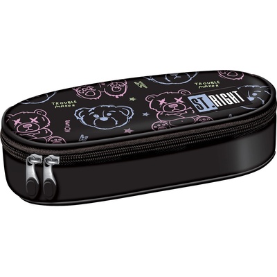 ST.RIGHT Овален ученически несесер St. Right Trouble Maker Bear - С 1 цип (PC01)