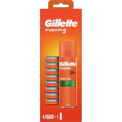 Gillette Fusion5 8 vymeniteľné čepele pre holiaci strojček x 8 + gél na holenie 200 ml