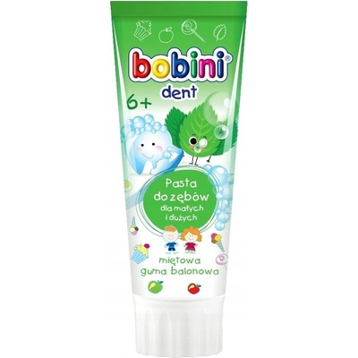 Bobini Zubná pasta Mäta Balónová guma 6+ 75ml