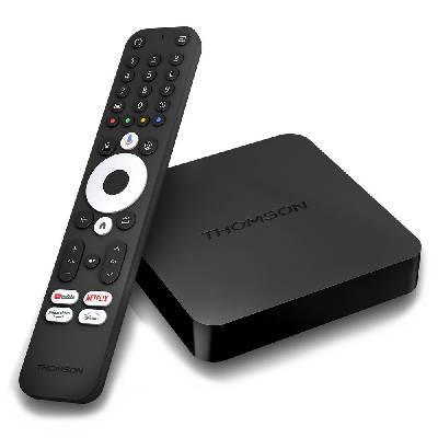 Thomson android box 240G Multimediální centrum, 4K Ultra HD, H.265/HEVC, NETFLIX, Disney+, HDMI, USB, LAN, Wi-Fi, Android TV 12 240G