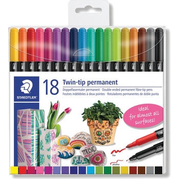 STAEDTLER Перманентни маркери Staedtler Design Journey , двувърхи, 18 цвята (27371-А)