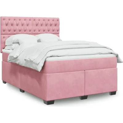 vidaXL 11461.3293217 Boxspring postel s matrací růžová samet