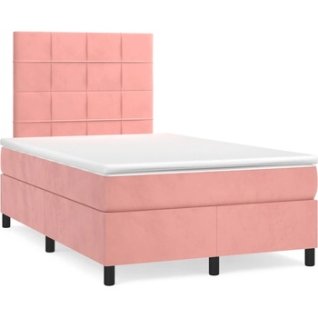 vidaXL Боксспринг легло с матрак, розово, 120x190 см, кадифе (3270000)