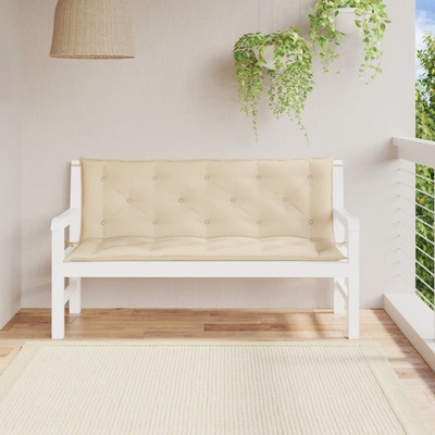 vidaXL Възглавници за градински пейки 2 бр Бежово 150x50x7 см плат (361700)