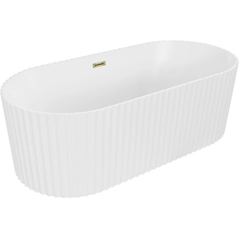 Mexen Paola свободностояща вана с релеф 170 x 80 см, бял мат, златен прелив - 52721708001-50 (52721708001-50)