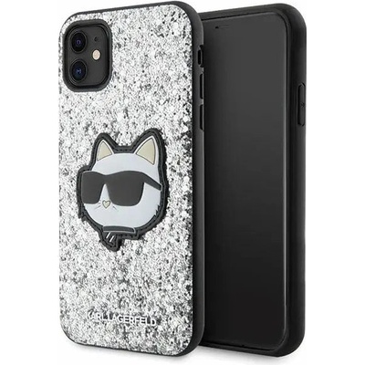 KARL LAGERFELD Кейс Karl Lagerfeld KLHCN61G2CPS за iPhone 11 / Xr 6.1", сребрист / сребрист, твърд, Glitter Choupette Patch (3666339170035)