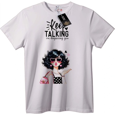 NOONEBRAND Тениска с послание "Продължавай да говориш" - 7XL, White