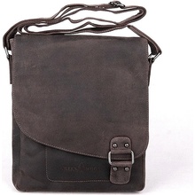 GreenWood Střední/velká pánská kožená crossbody taška no. 836 tmavěhnědá