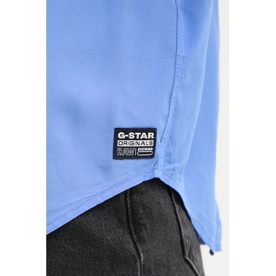 G-Star RAW Риза G-Star Raw дамска в синьо със стандартна кройка с класическа яка D25240-4304 (D25240.4304)