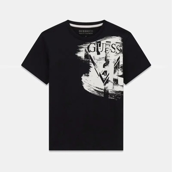 GUESS Черна тениска за момче с бяла щампа с надпис Guess