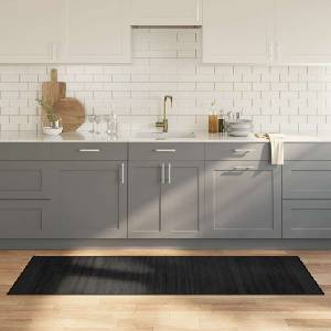 vidaXL Килим правоъгълен черен 70x200 см бамбук (376870)
