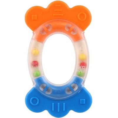 Teddies Chrastítko/Kousátko ovál plast/silikon 11cm na kartě