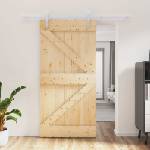 vidaXL Преплъзваща се врата 100 x 210 cm Масивна борова дървесина (3444950)