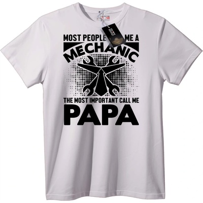 NOONEBRAND Тениска Татко Механик - 5XL, White