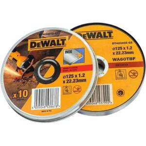 DEWALT - Комплект режещи дискове за неръждаема стомана 125x22, 2 мм, 10 бр. DT42340TZ (DT42340TZ)