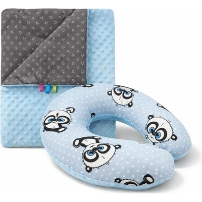 COSING SET MINKY MODRÁ Deka + nákrčník Pandy