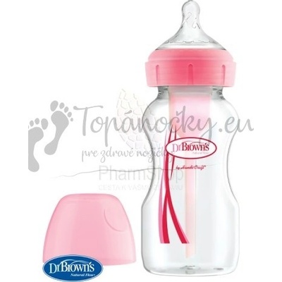 Dr. Brown’s kojenecká Antikoliková láhev Options+ Wide Neck růžová WB91601 270ml