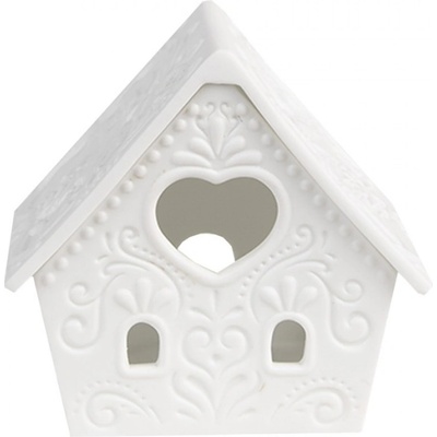 Bílý keramický domeček na čajovou svíčku Mechelen II – 9x7x8 cm