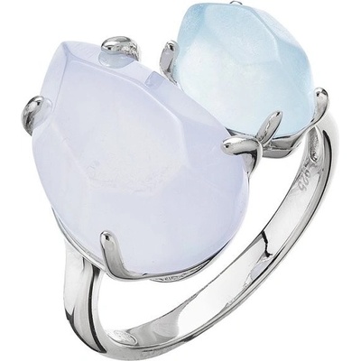 Evolution Group Stříbrný prsten pravý aquamarin a blue chalcedon 15025.3