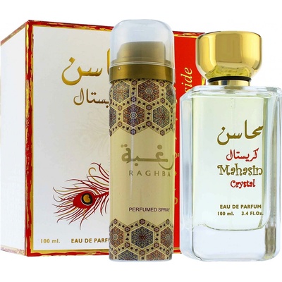 Lattafa Mahasin Crystal EDP 100 ml + deospray 75 ml dárková sada